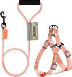 Touchdog Macaron 2-in-1 Durable Nylon Dog Harness & Leash, Pink, Medium