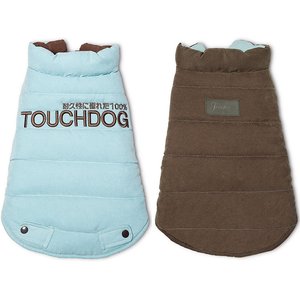Touchdog Waggin Swag Reversible Dog Coat, Blue/Brown, Small