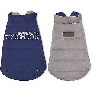 Touchdog Waggin Swag Reversible Dog Coat, Blue/Gray, Medium