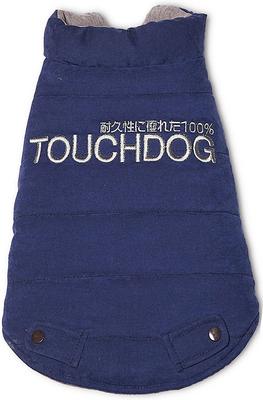 Show full view: Touchdog Waggin Swag Reversible Dog Coat, Blue/Gray, Medium slide 4 of 7