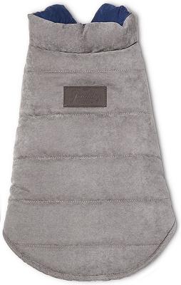 Show full view: Touchdog Waggin Swag Reversible Dog Coat, Blue/Gray, Medium slide 5 of 7