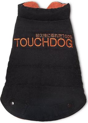 Show full view: Touchdog Waggin Swag Reversible Dog Coat, Brown/Orange, Small slide 4 of 8