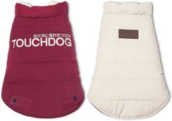 Touchdog Waggin Swag Reversible Dog Coat, Pink/White, Small slide 1 of 4
