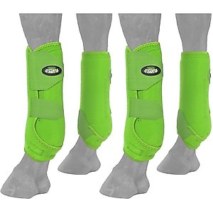 Tough1 Extreme Vented Horse Sport Boots Set, Neon Green, Large