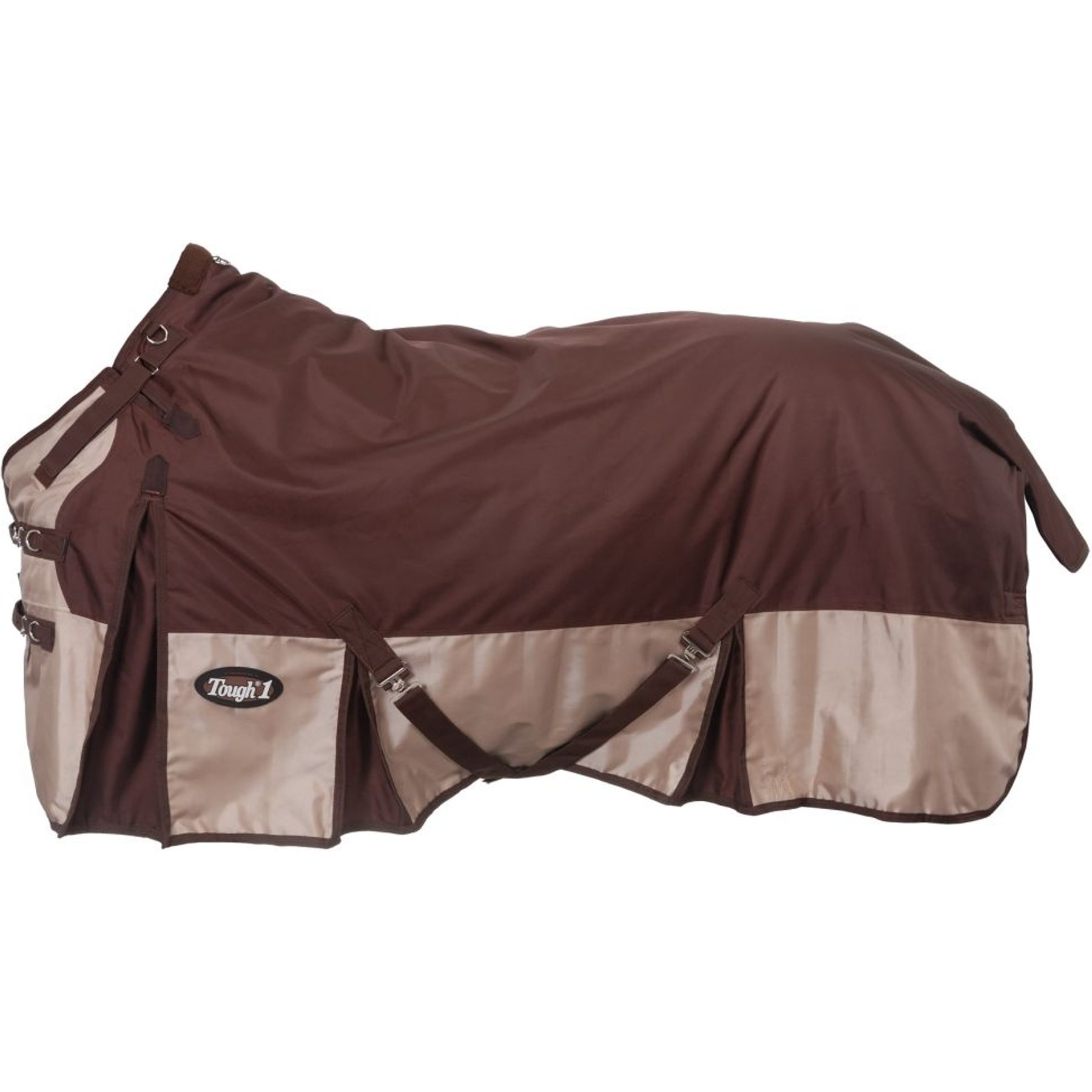 Tough1 1680D Turnout Blanket with Snuggit Neck, Brown, 75-in