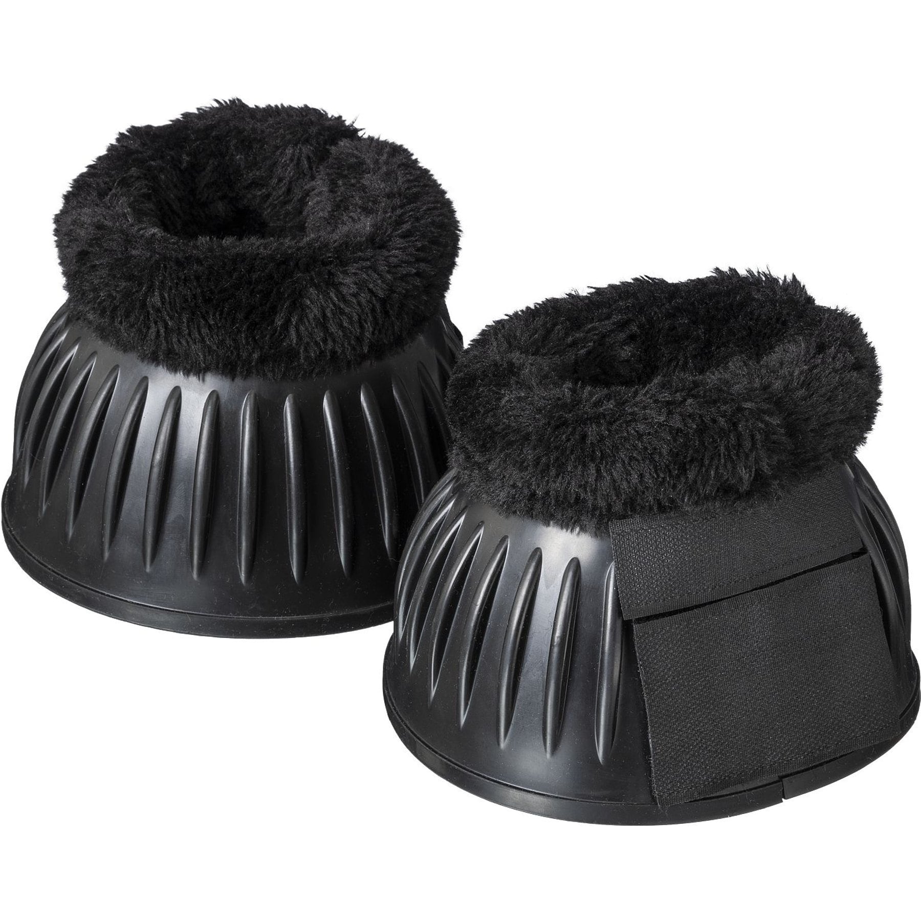 Tough1 Fleece Top Horse Bell Boots, Black, Medium