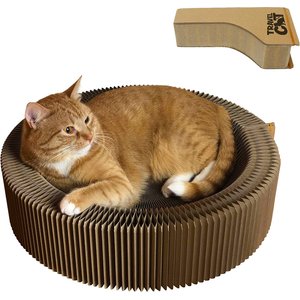 Travel Cat Accordion Cardboard Cat Bed & Scratcher, Brown