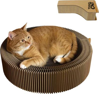 Show full view: Travel Cat Accordion Cardboard Cat Bed & Scratcher, Brown slide 1 of 7