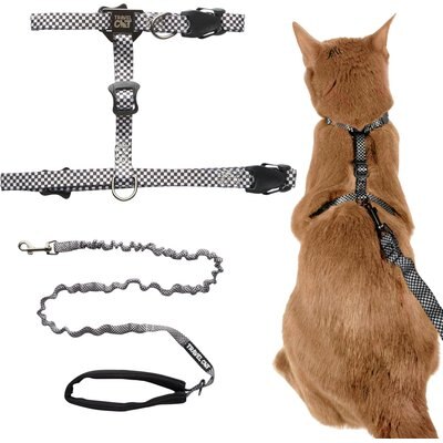 Travel Cat Travel Cat The Day Tripper H-Style Adjustable Cat Harness & Leash Set, Black & White
