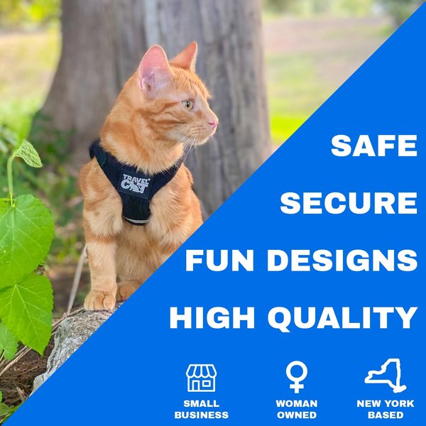 Show full view: Travel Cat The True Adventurer Reflective Cat & Kitten Harness & Leash, Black, Small slide 4 of 12
