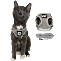Travel Cat The True Adventurer Reflective Cat & Kitten Harness & Leash, Grey, Extra-Small