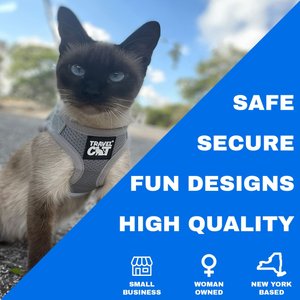 Travel Cat The True Adventurer Reflective Cat & Kitten Harness & Leash, Grey, Medium