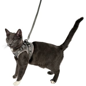 Travel Cat The True Adventurer Reflective Cat & Kitten Harness & Leash, Grey, Medium
