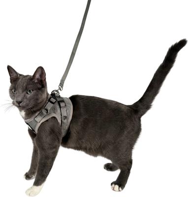 Show full view: Travel Cat The True Adventurer Reflective Cat & Kitten Harness & Leash, Grey, Medium slide 8 of 13