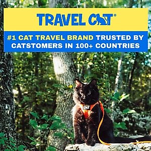 Travel Cat The True Adventurer Reflective Cat & Kitten Harness & Leash, Orange, Medium