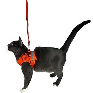 Travel Cat The True Adventurer Reflective Cat & Kitten Harness & Leash, Orange, Medium