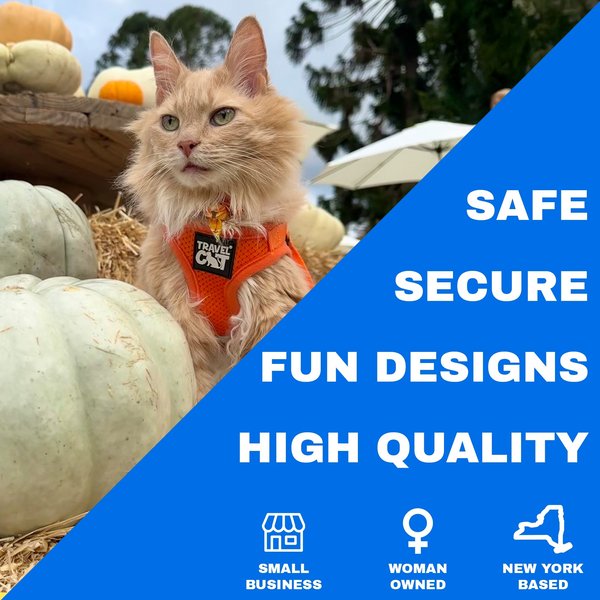 Show full view: Travel Cat The True Adventurer Reflective Cat & Kitten Harness & Leash, Orange, Small slide 4 of 12
