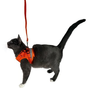 Travel Cat The True Adventurer Reflective Cat & Kitten Harness & Leash, Orange, Small