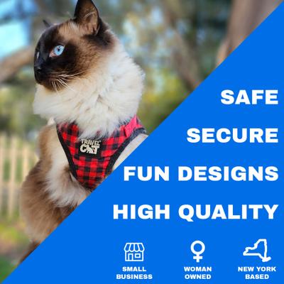 Show full view: Travel Cat The True Adventurer Reflective Cat & Kitten Harness & Leash, Plaid, Medium slide 4 of 12