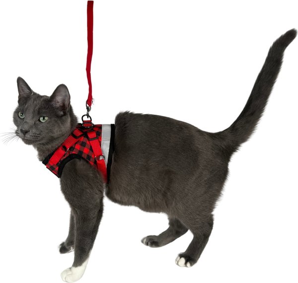 Show full view: Travel Cat The True Adventurer Reflective Cat & Kitten Harness & Leash, Plaid, X-Small slide 7 of 12