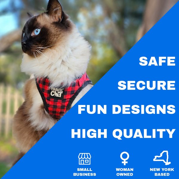 Show full view: Travel Cat The True Adventurer Reflective Cat & Kitten Harness & Leash, Plaid, X-Small slide 4 of 12