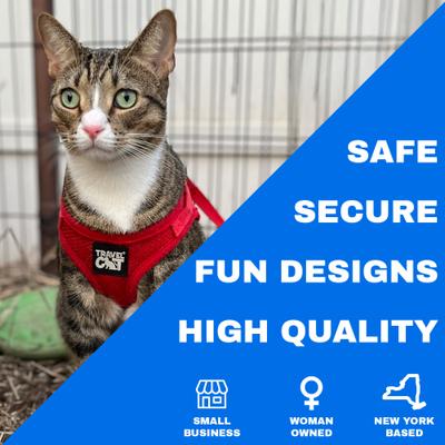 Show full view: Travel Cat The True Adventurer Reflective Cat & Kitten Harness & Leash, Red, Large slide 4 of 12