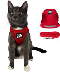 Travel Cat The True Adventurer Reflective Cat & Kitten Harness & Leash, Red, Small slide 1 of 9