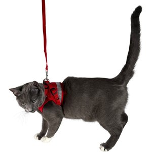 Travel Cat The True Adventurer Reflective Cat & Kitten Harness & Leash, Red, Small