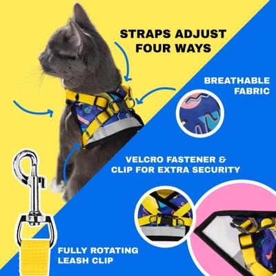 Show full view: Travel Cat The True Adventurer Reflective Cat & Kitten Harness & Leash, The 90s Cat, Small slide 4 of 13