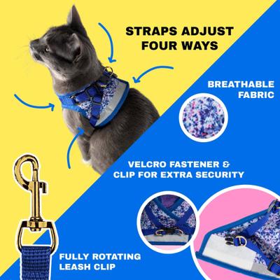Show full view: Travel Cat The True Adventurer Reflective Cat & Kitten Harness & Leash, The Groovy Cat, Extra-Small slide 3 of 12