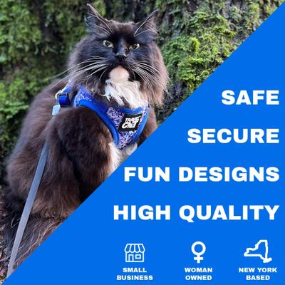 Show full view: Travel Cat The True Adventurer Reflective Cat & Kitten Harness & Leash, The Groovy Cat, Medium slide 4 of 12