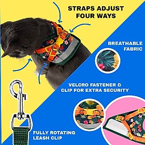Travel Cat The True Adventurer Reflective Cat & Kitten Harness & Leash, The Hawaiian Shirt, Small