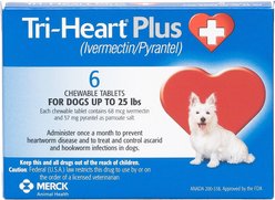 Tri-Heart Plus Chewable Tablet for Dogs, up to 25 lbs, (Blue Box), 6 Chewable Tablets (6-mos. supply)