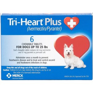 Tri-Heart Plus Chewable Tablet for Dogs, up to 25 lbs, (Blue Box), 6 Chewable Tablets (6-mos. supply)