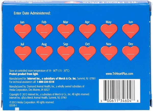 Tri-Heart Plus Chewable Tablet for Dogs, up to 25 lbs, (Blue Box)