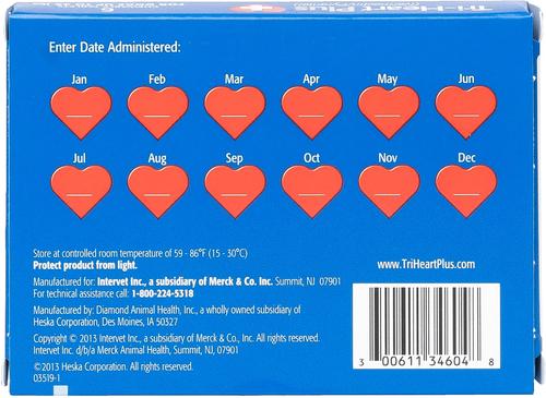 Show full view: Tri-Heart Plus Chewable Tablet for Dogs, up to 25 lbs, (Blue Box), 6 Chewable Tablets (6-mos. supply) slide 2 of 9