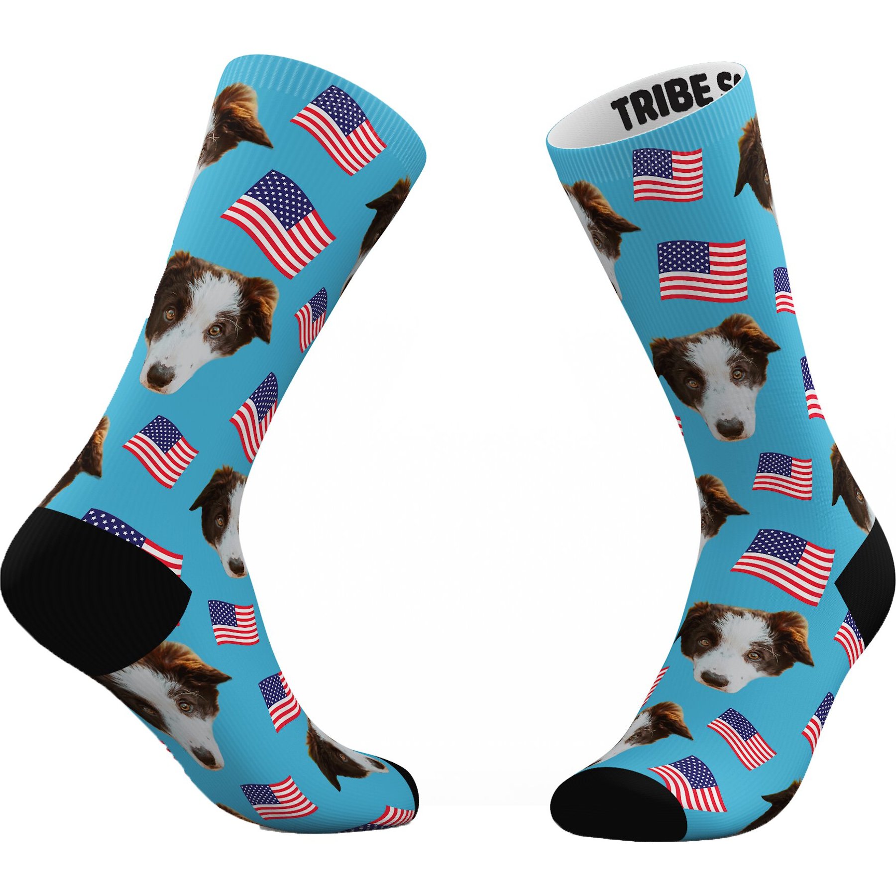 Tribe Socks Personalized American Flag Pet Face Socks