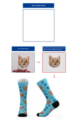 Show full view: Tribe Socks Personalized Cat Face Socks, Blue slide 2 of 3