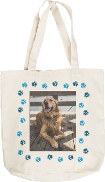 Show full view: Tribe Socks Personalized Custom Dog & Cat Photo Paw Themed Tote Bag, Cream slide 1 of 1