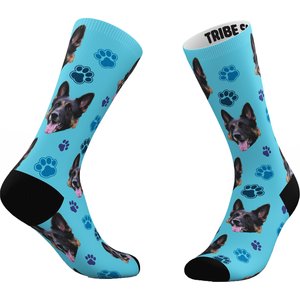 Tribe Socks Personalized Dog Face Socks, Blue