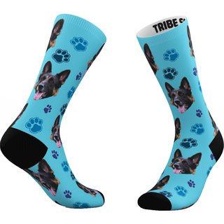Tribe Socks Personalized Dog Face Socks, Blue slide 1 of 2