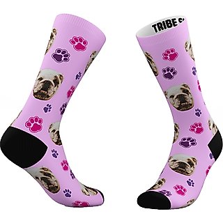 Tribe Socks Personalized Dog Face Socks, Pink slide 1 of 2