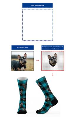 Show full view: Tribe Socks Personalized Plaid Pet Face Socks, Blue slide 2 of 4