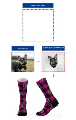 Show full view: Tribe Socks Personalized Plaid Pet Face Socks, Pink slide 2 of 4