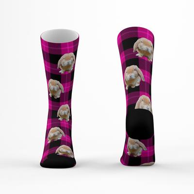 Show full view: Tribe Socks Personalized Plaid Pet Face Socks, Pink slide 3 of 4