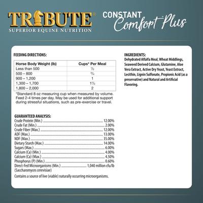 Show full view: Tribute Equine Nutrition Constant Comfort Plus Gut Health Horse Supplement, 40-lbs bag slide 7 of 10