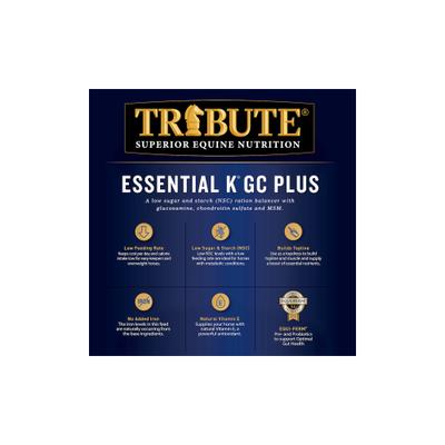 Show full view: Tribute Equine Nutrition Essential K GC Plus Low-NSC, Joint Support Horse Feed, 50-lb bag slide 6 of 10