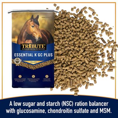 Show full view: Tribute Equine Nutrition Essential K GC Plus Low-NSC, Joint Support Horse Feed, 50-lb bag slide 4 of 9