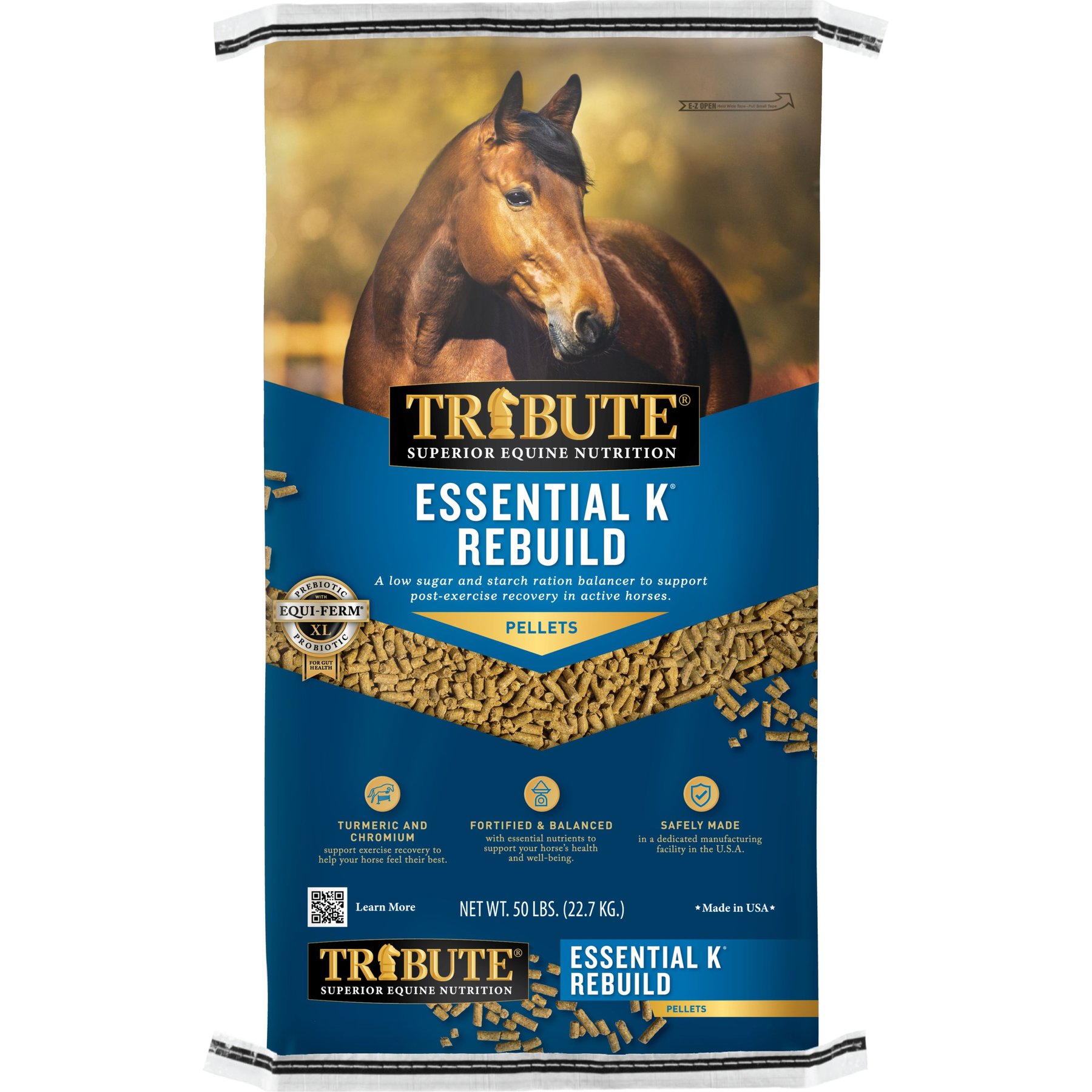 Tribute Equine Nutrition Essential K Rebuild Horse Feed, 50-lb bag