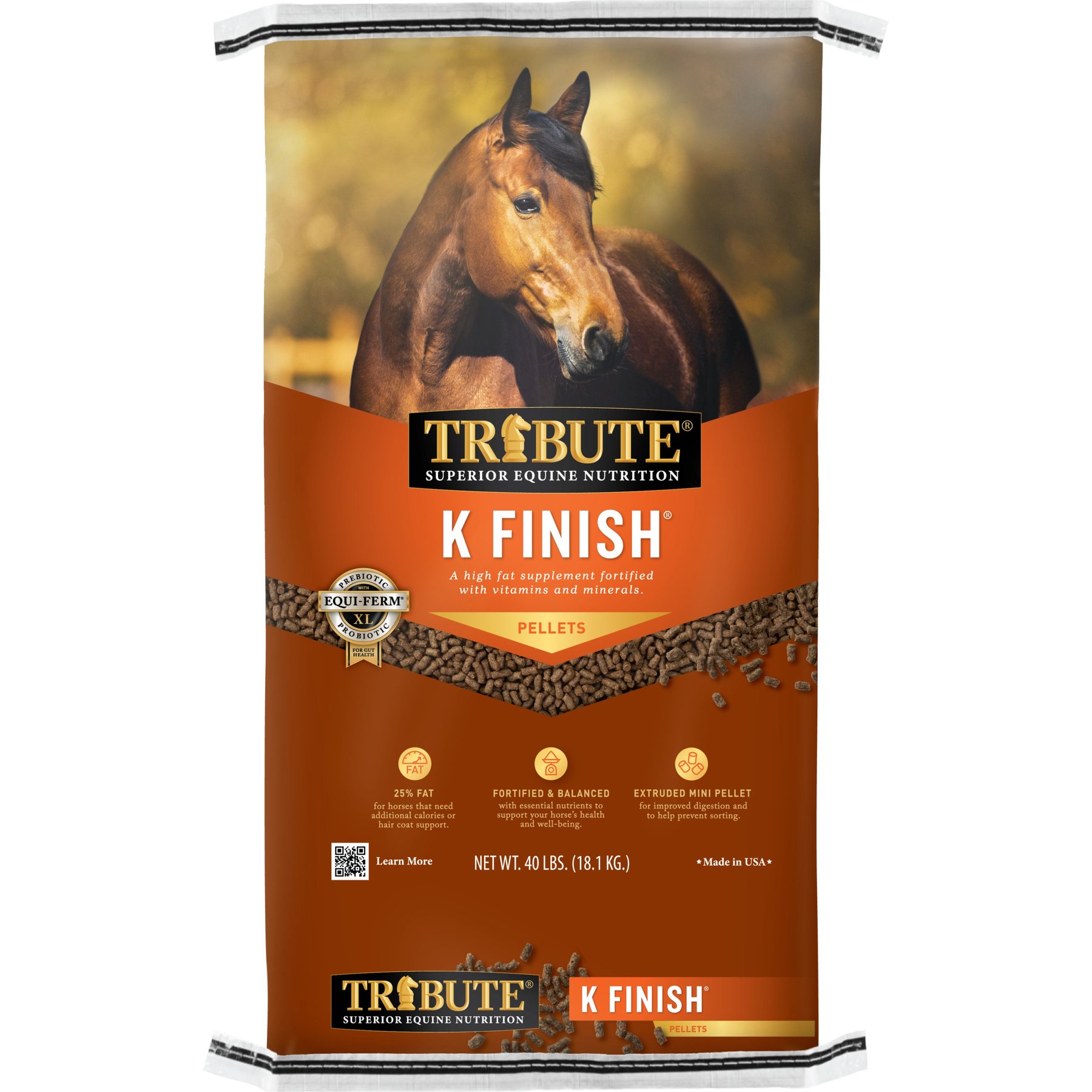 Tribute Equine Nutrition K Finish High Fat Horse Feed, 40-lb bag